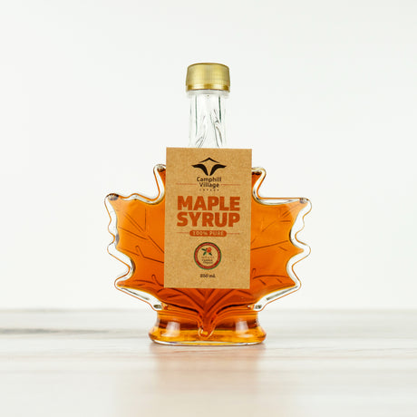 Organic Maple Syrup traditional style Leaf Bottle 250ml front