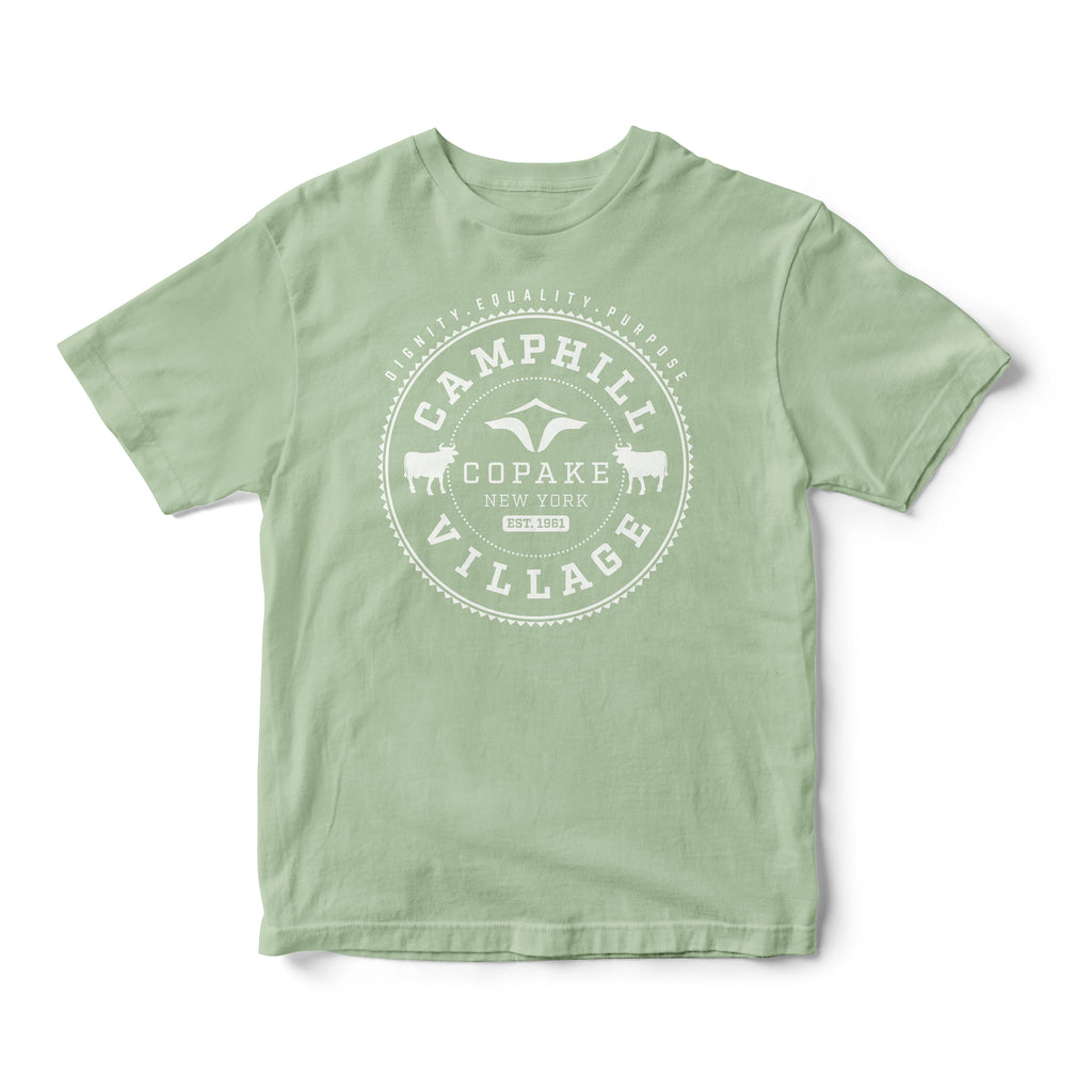 T-shirt - Avocado Green Design: CV Round Emblem