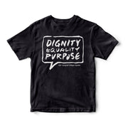 T-shirt Black Dignity, Equality, Purpose front
