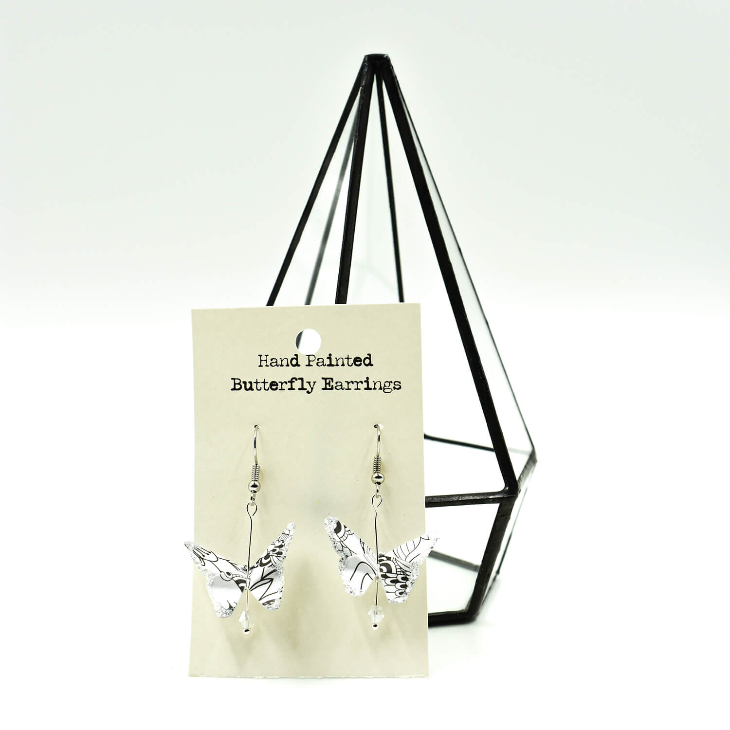 Butterfly Origami Earrings -  White/Black