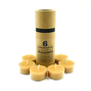 Natural Beeswax Tea Lights 6 ct. tube and candles front