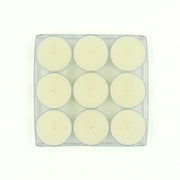 Natural Beeswax Ivory Tea Lights Candles 9-pack (open) top
