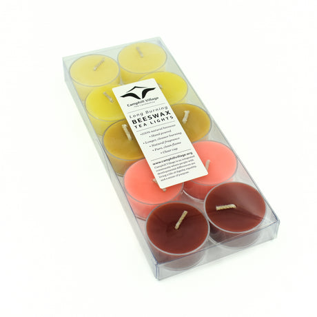 Natural Beeswax Mixed Color Tea Lights Candles 10-pack top