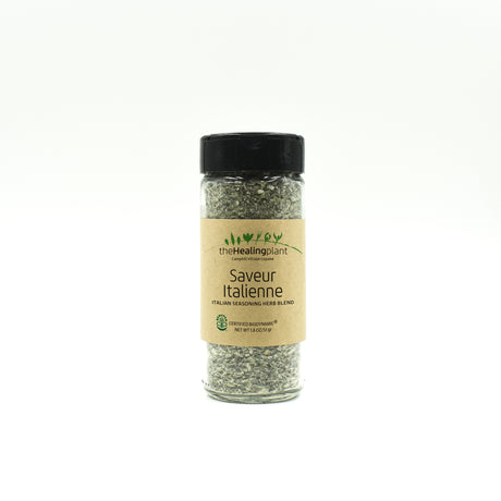 Saveur Italienne Certified Biodynamic Italian Seasoning Herb Blend 1.8 oz. glass shaker front