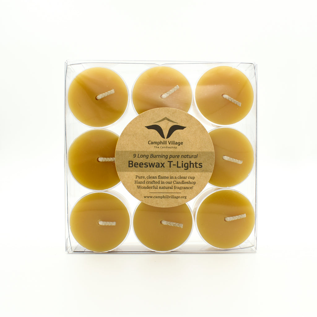 Natural Beeswax Tea Lights Candles 9-pack top