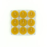 Natural Beeswax Tea Lights Candles 9-pack (open) top
