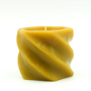 Swirl pillar natural beeswax candle front