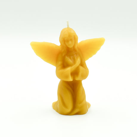 Praying Angel natural beeswax candle front