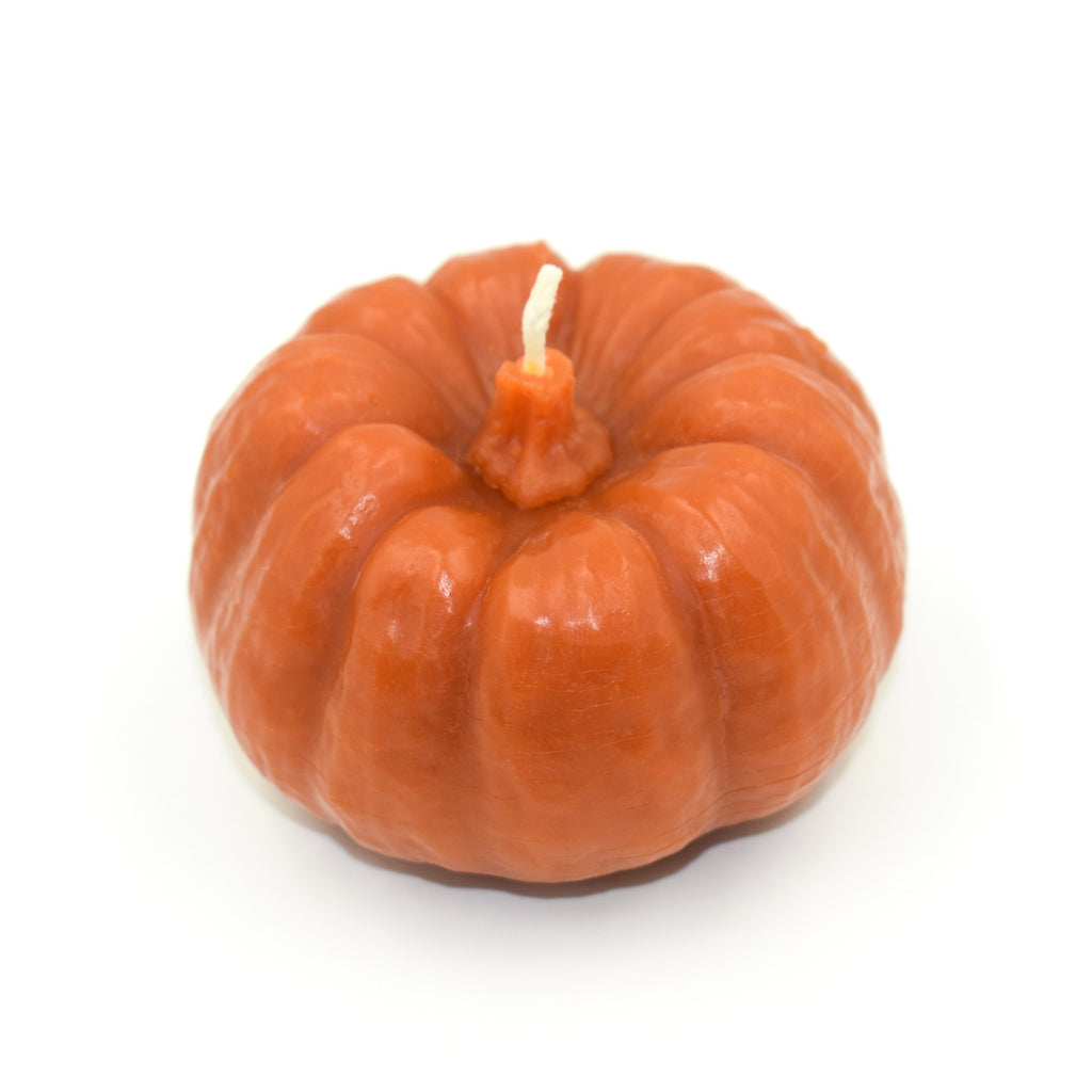 Natural Beeswax Orange Thanksgiving Pumpkin Candle front-top